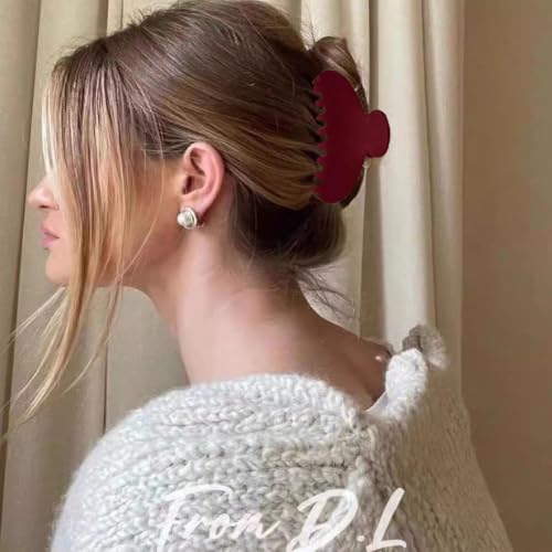 Vintage Red Velvet Hair Claw Clip, Luxe Velvet Texture Elegant French Barrette Non-Slip Hair Accessories for Women Hair Styling (Red) - color: Cherry Velvet