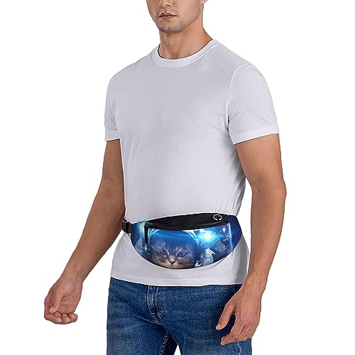 Space Cat Fashion Casual Fanny Pack Waist Bag Men Women Adjustable Belt Waist Bag For Travel Hiking Cycling Running Festival Carnival - color: Black10