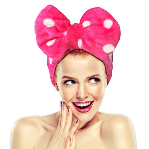 Hairizone Makeup Wrap Headband With Bowknot, Roseo | Facial Wash Shower, Adjustable Elastic, Bowknot Design, Holding Hair, For Women - color: Roseo