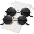 MEETSUN Small Round Polarized Sunglasses for Men Women Metal Retro Hippie Circle Sun Glasses Driving Festival Cosplay UV400 - color: Black / Grey + Gold / Grey