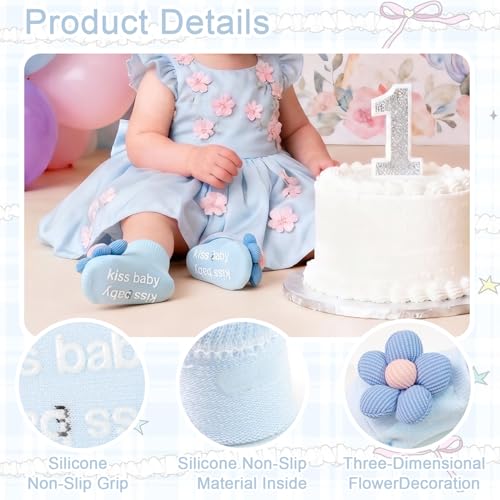 JOYOYO Baby Girl Headband and Socks Non-Slip Floral Socks and Soft Flower Head Wear for Babies Infants Toddlers - color: Flower/10pcs-B