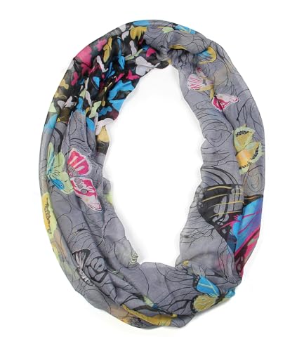 Scarfand's Romantic Rose Prints & Floral Patterns Lightweight Infinity Fashion Scarves Wraps - color: Butterfly Black