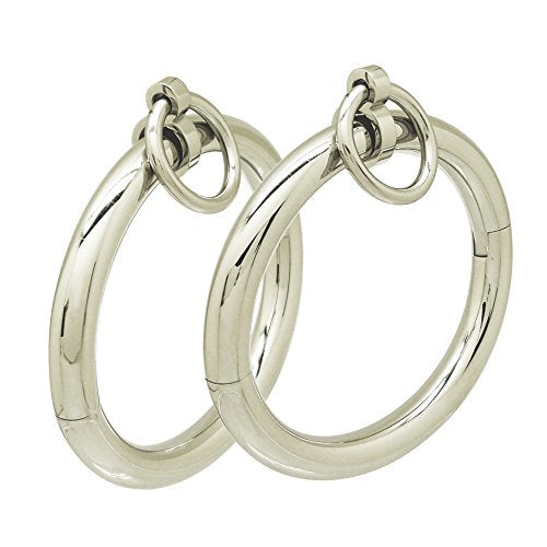 Stainless steel lockable cuff bracelets with removable O ring - color: Polished Silver, size: 80MM X 70MM