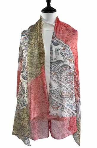 Xyueanlo Scarfs for Women Fashion Scarves Print Pattern Lightweight Sunscreen Scarf Wraps Shawls - color: Cashew Red