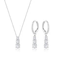 Crysdue Cubic Zirconia Jewelry Set for Women Bridesmaid, Classic Round Cut Drop Lightweight Lever Back Earrings Pendant Necklace Tennis Bracelet for Wedding Prom Party - style: 2pcs Silver