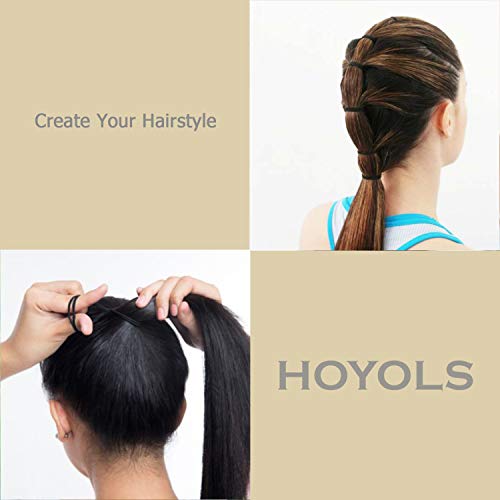 HOYOLS Seamless Hair Ties, Soft Cloth Fabric Black Bands, Large Ponytail Holder for Scrunchies Headbands Accessories for Women Girl 100 Pcs 1.6 Inch - color: Black