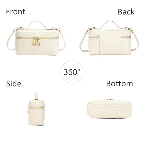 Trendy Shoulder Bags for Women Mini L19 Square Box Satchel Bag Cute PU Leather Crossbody Purse with Adjustable Strap - color: Beige