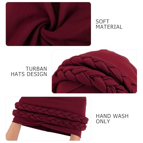 African Women Turban Caps Pre-Tied Twisted Turbans Head Scarf for Women Hair Wraps Cover Beanie Cancer Chemo Headwear - color: 1 Pack Double Twisted Braid: Red