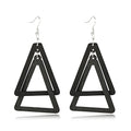 ANXIN Boho Personality Retro Tassel Rectangular Wooden Contrasting colors Earrings Chic Green Temperament Geometric Earrings Jewelry Gifts For Women - color: Black Wooden Earrings