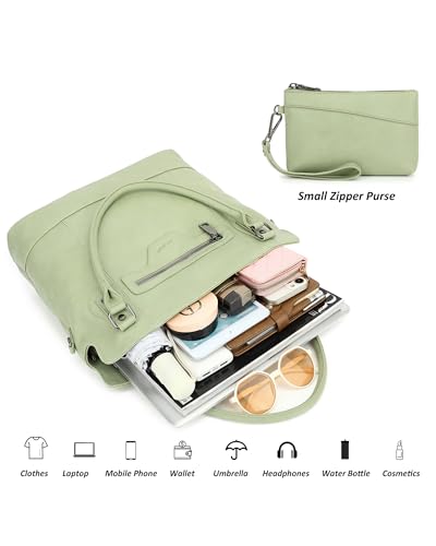 TANTOMI Tote Bag for Women Vegan Leather Purses and Handbags Ladies Waterproof Big Shoulder Bag for Travel - color: Light Green.b