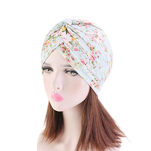 beauty YFJH Women's Cotton Turban Head Wrap Cancer Chemo Beanies Cap Headwear Cap Bonnet Hair Loss Hat - color: Light Green
