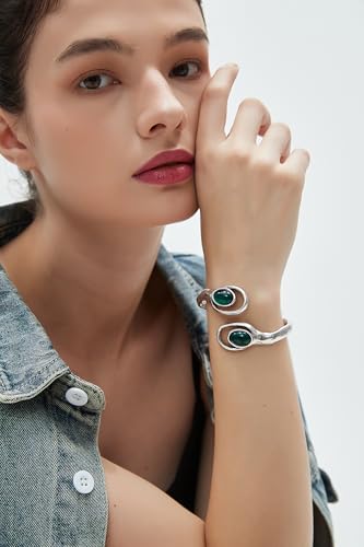 Chunky Gold Bracelet Trendy Gold Cuff Bracelets for Women Statement Silver Arm Cuffs Bangles Arm Punk Jewelry Accessories - style: Cuff Bracelets
