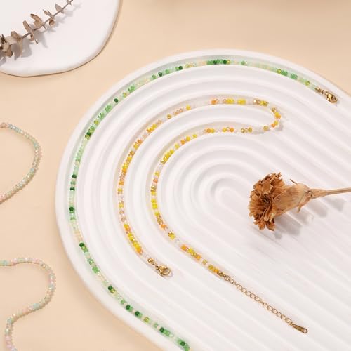 JSJOY Tiny Crystal Beaded Choker Necklaces for Women Colorful Beaded Necklace Dainty Choker Necklaces Simple Boho Jewelry Gifts for Teens Handmade Shining Bead Necklaces Gifts - color: Yellow