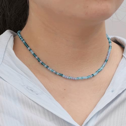 JSJOY Tiny Crystal Beaded Choker Necklaces for Women Colorful Beaded Necklace Dainty Choker Necklaces Simple Boho Jewelry Gifts for Teens Handmade Shining Bead Necklaces Gifts - color: Dark Blue