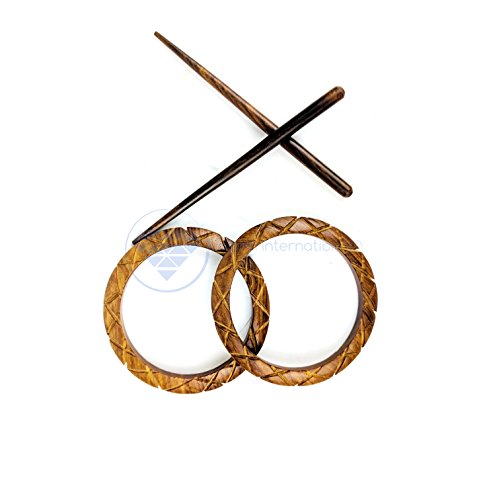 Hair Barrettes & Hair Clip (Wooden Shawl Pins) - (Brown Ring) - color: Brown Ring
