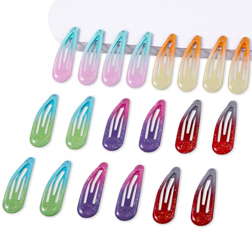 20 PCS Metal Snap Hair Clips Water Drop No Slip Barrettes for Women Bright Small Hair Clips For Thick And Thin Fine Hair,Assorted Colors,1.97 x 0.5 In. - color: Assorted Colors