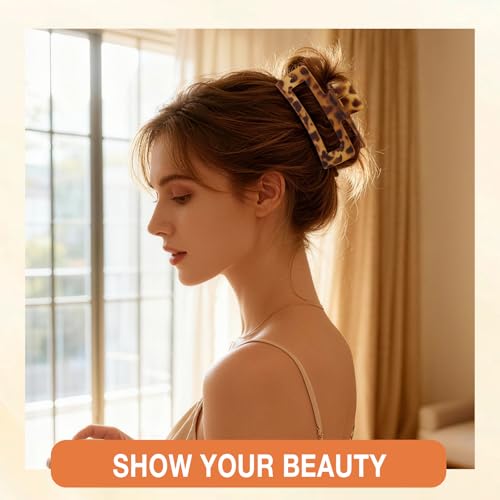 6 Pack 5 Inch Extra Large Claw Clips for Thick Hair, Jumbo Claw Clip for Women Girls, Strong Hold Non-slip Hair Clips for Thick/Long/Curly Hair, XL Square Jaw Accessories, Tortoise Shell - color: Tortoise