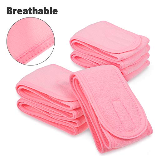 Whaline 4 PCS Spa Headband, Make up Hair Band, Stretch Terry Cloth Headband for Sport Yoga Shower (Pink) - color: Pink