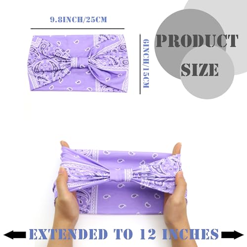 FULZTEY Boho Headbands for Women Wide Knotted Head Bands Paisley Floral Print Hairband Cotton Headwraps Elastic Non Slip Workout Yoga Bandana Large African Turban Fashion Hair Accessories 3Pcs - color: Style 104