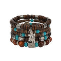 Boho Wooden Beads Bracelets Bohemian Bracelet Stack for Men Women Wood Beaded Bracelet Set - color: B