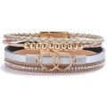 FANCY SHINY Boho Leather Wrap Bracelet Stackable Infinity Chunky Cuff Bracelets Western Hippie Outfits Jewelry Valentine Gifts for Women - color: Gold/Silver