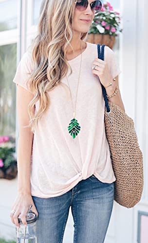 ARATLENCH Acrylic Pendant necklace Earrings – Long Statement Leaf Charm Necklace Tortoise Resin Palm Leaf Earrings Fashion Necklaces Earrings for Women - color: green-necklace