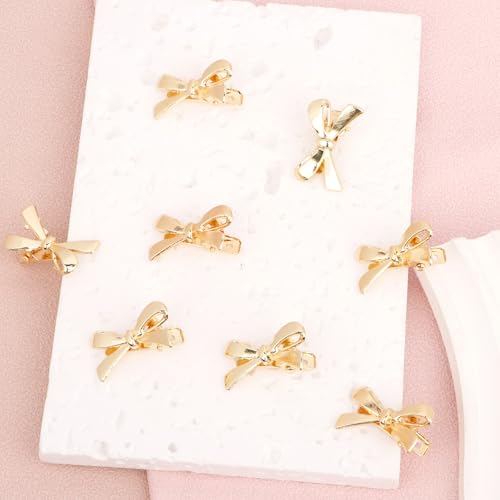 CURASA Metal Hair Bows For Women Girls 8Pcs Small Gold Hair Clips Bow Knot Alligator Hair Pins Fashion Decorative Braided Hair Accessories For Styling Elegant Mini Duckbill Hair Barrettes Party