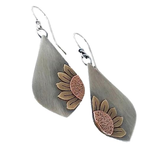 Boho Earrings, Statement Earrings, Teardrop Sunflower Earrings, Dangle Ethnic Earrings for Women, Handmade Bohemian Trendy Boho Vintage Jewelry - style: Sunflower