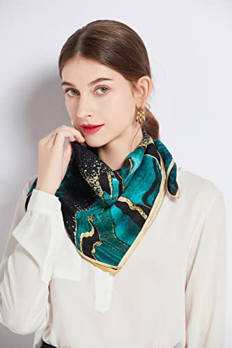 STARWHISPER 100% Pure Mulberry Silk Square Scarf-27''x27 Lightweight Hair Scarves Headscarf Night Sleeping with Gift Packed - color: Polar Lights