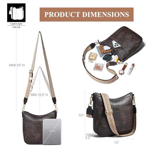 Crossbody Bags for Women Crossbody Purse for Women Vegan Leather Hobo Purses Shoulder Handbags for Daily Travel Work - color: Coffee