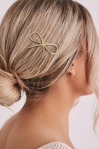 4Pcs Metal Bow Hair Clips: Chic Minimalist Hairpins and Barrettes for Women and Girls - Stylish Gift Set - color: Gold