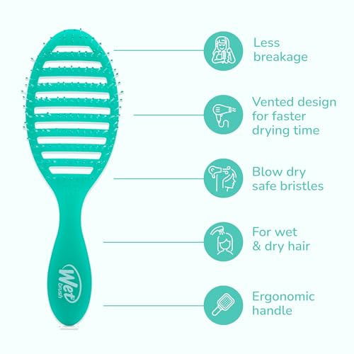 Wet Brush Speed Dry, Green Juice (Summer Quencher) - Vented Design & Soft HeatFlex Bristles Are Blow Dry Safe - Ergonomic Handle Manages Tangles - Pain-Free Hair Brush, Limited Edition - color: Summer Quencher Green Juice, size: 1 Count (Pack of 1)