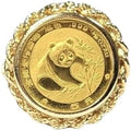 PRETTY JEWELS Chinese Coin Panda Bear Ring, 925 Sterling Silver, 14K Yellow Gold Finish, 20MM - color: white