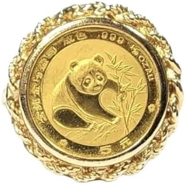 PRETTY JEWELS Chinese Coin Panda Bear Ring, 925 Sterling Silver, 14K Yellow Gold Finish, 20MM - color: pink