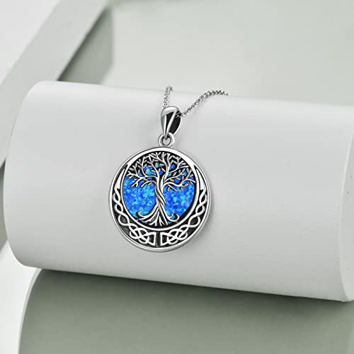 ONEFINITY Tree of Life Necklace 925 Sterling Silver Abalone Shell Celtic Knot Pendant Necklace for Women Jewelry - style: Opal tree of life