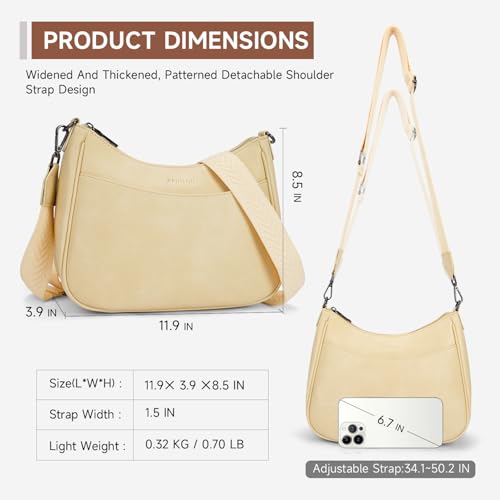 APHISON Trendy Leather Crossbody Purse with Adjustable Strap, Women's Shoulder Handbag - color: 08-light Yellow