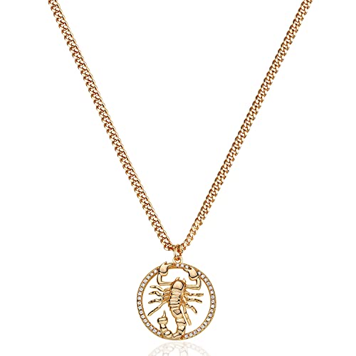 Fettero Animal Necklaces for Women 14K Gold Plated Charm Snake Necklace Elephant Bird Cat Butterfly Pendant Cute Dainty Necklace Jewelry - style: Scorpion