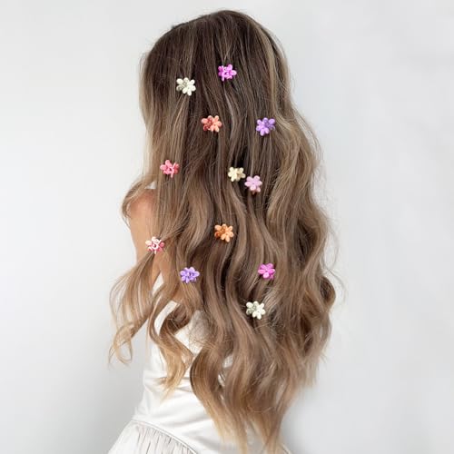 Mini Flower Hair Clips 100Pcs, Small Hair Clips Mini Claw Clips Cute Jaw Clips Hair Pins Hair Barrettes Hair Accessories for Women Girls Kids Teens - color: Pink