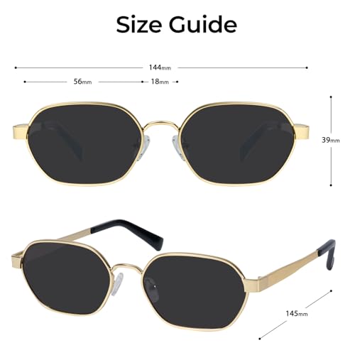 mosanana Trendy Retro Hexagon Sunglasses for Women Metal MS52593 - color: C1 Gold/Grey