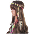WLBON Halloween Boho Feather Headband Hippie Indian Leaf Hair Hoops Bands Tassel Bohemian Headpiece Hairband Women Xmas Wedding Festival Masquerade Cosplay Dress Up Birthday Party Accessories Colorful - color: Colorful Tone