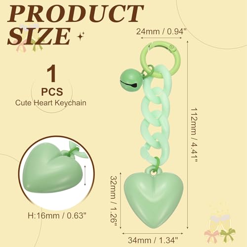PATIKIL Cute Heart Keychain for Women, Heart Purse Charm Bag Charm Accessories for Handbag Car Purse Backpack - color: Green