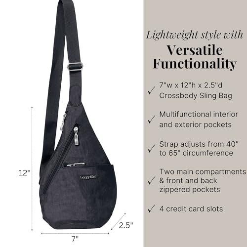 Baggallini Mini Sling - 12x7 Sling Crossbody Bag Backpack with Adjustable Shoulder Strap - color: French Navy