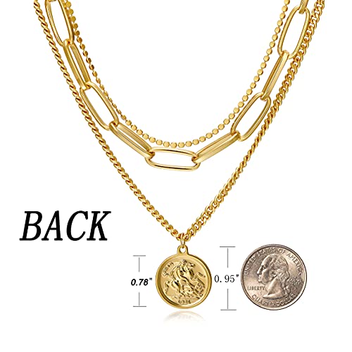 6PCS Layered Gold Necklaces for Women Trendy, 18K Gold Plated Cross Pendant Necklace Set, Vintage Chunky Gold Necklace Stack for Women Jewelry Gifts - style: Chunky Layered Necklace