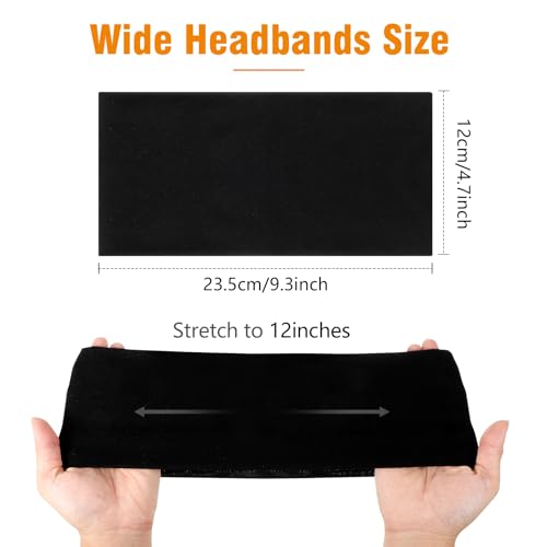 6 Pack Wide Sports Headbands, Non Slip Head Bands for Women's Hair Cotton Stretchy Hair Bands for Women Girls (Width 4.7 inches) - color: Black, white, dark gray, blue, brown,gray