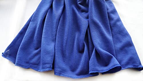 vabovin Head Wraps for Black Women Stretch Jersey Knit Turban Headwrap Solid Color Headscarf Headband Shawl - color: 12- Blue