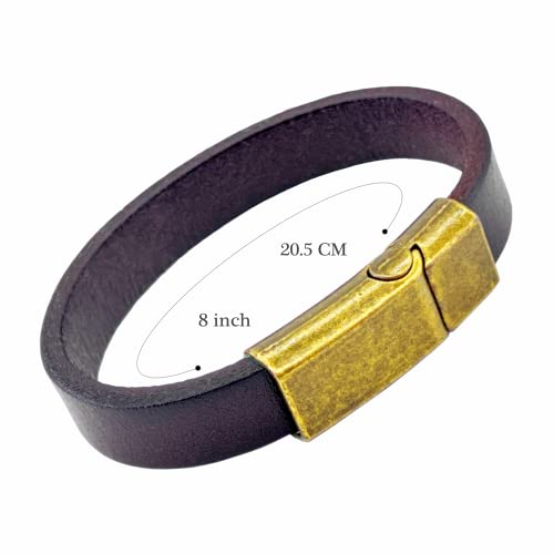 Mens Genuine Leather Bracelet - Handmade Adjustable Leather Cuff Bracelet punk Style leather wrap Wristband for Men - color: N-D