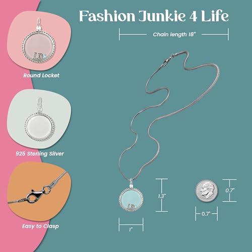 FashionJunkie4Life Sterling Silver Oval Locket Necklaces for Women, 18" Cable Chain - style: Large Clear