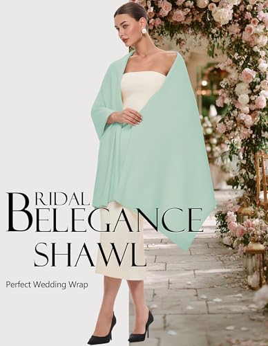 PULI Women's Pashmina Shawl Wraps for Evening Dress Large Scarf Blanket Long Wedding Bridal Winter Warm Shoulder Wrap - color: Mint Green
