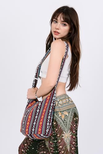 Your Cozy Hobo Sling Bags For Women Crossbody Bag Thai Top Handmade Shoulder Bag with Adjustable Strap - color: Tribe-01