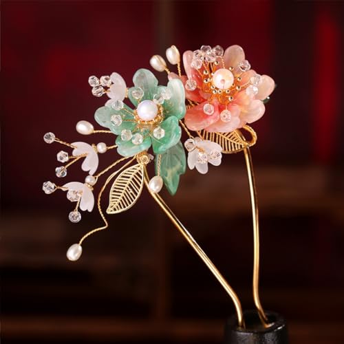 Chinese Hair Sticks for Buns Flower Hair Pins Hanfu Decorative Hair Chopstick